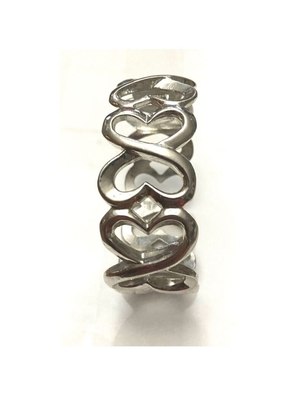 Silver toned Entwined Heart Bangle Bracelet One Size